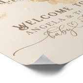 Poster Ours en peluche avec ballons Baby shower neutre (Coin)