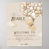 Poster Ours en peluche avec ballons Baby shower neutre (Devant)