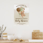 Poster Ours en peluche avec des ballons verts et Brown Bi (Cuisine)