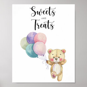 Poster Ours en peluche - baby shower sucré et friandise