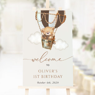 Poster Ours en peluche, ballon Brown, accueil pour le pre
