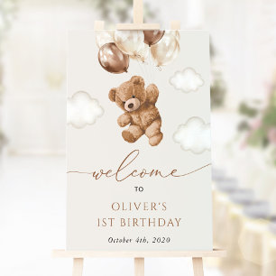 Poster Ours en peluche, Ballons Brown, Accueil pour le pr