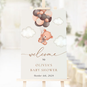 Poster Ours en peluche, Ballons Brown, Baby shower d'accu