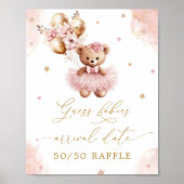 Poster Ours en peluche Bébé Fille Devinez la Date d'Arriv (Devant)