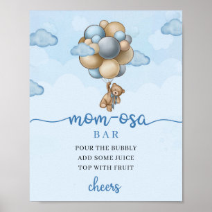 Poster Ours en peluche bleu brun ballons Maman-osa bar Si