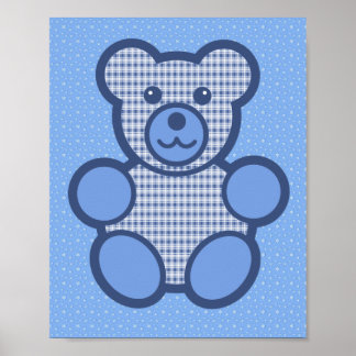 Poster Ours en peluche bleu plaid