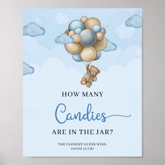 Poster ours en peluche Combien de bonbons sont dans le je (Devant)