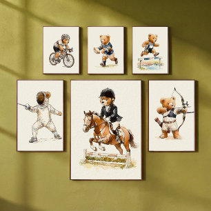 Poster Ours en peluche coureur de haies Animal Sports Nur