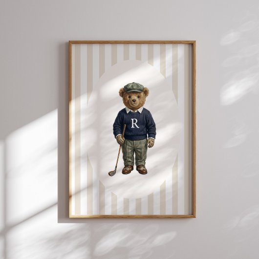 Poster Ours en peluche de golf personnalisé vintage sur t