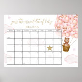 Poster Ours en peluche devinez la date prévue Rose Baby S (Devant)