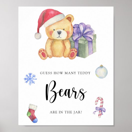 Poster Ours en peluche d'hiver - devinez combien d'ours e (Devant)