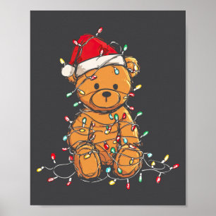 Poster Ours en peluche drôle de Noël Graphiques Lumières