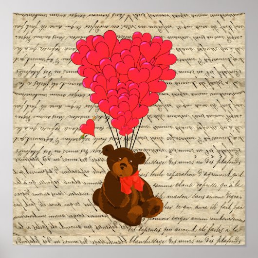 Poster Ours en peluche et coeur (Devant)