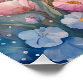 Poster Ours en peluche et lapin dans un jardin pastel (Coin)