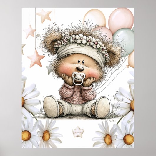 Poster Ours en peluche fantaisiste (Devant)