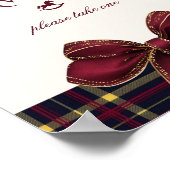 Poster Ours en peluche favoris rouge ruban doré carreaux (Coin)