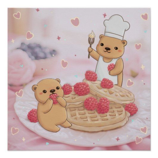 Poster Ours en peluche & Gaufres (Devant)