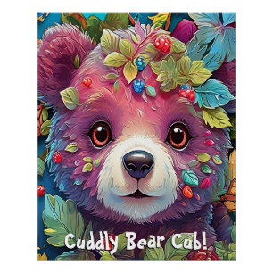 Poster Ours en peluche mignon et câlin