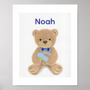 Poster Ours en peluche personnalisé avec le nom de bébé g