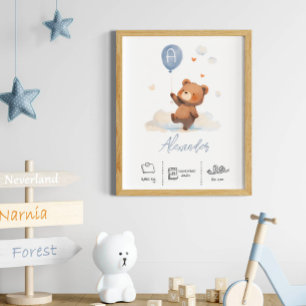 Poster Ours en peluche personnalisé avec pouponnière à ba