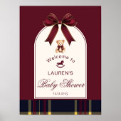 Poster Ours en peluche Polo Vin rouge Bow Preppy Bienvenu (Devant)