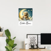 Poster Ours en peluche sur lune étoiles ciel céleste (Bureau à domicile)