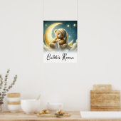 Poster Ours en peluche sur lune étoiles ciel céleste (Cuisine)