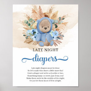 Poster Ours en peluche tropical Boho Late Night Diapers j