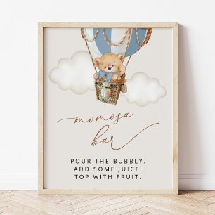 Poster Ours En Teddy, Ballons Bleu Hot Air, Bar Momosa