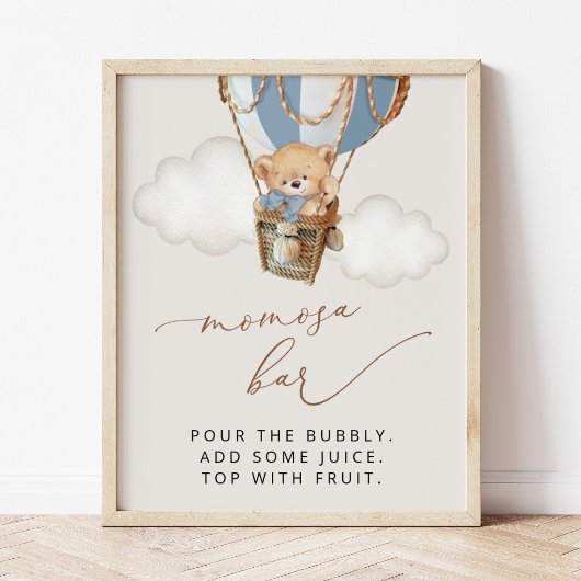 Poster Ours En Teddy, Ballons Bleu Hot Air, Bar Momosa