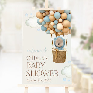 Poster Ours En Teddy, Ballons Bleus, Baby shower D'Accuei