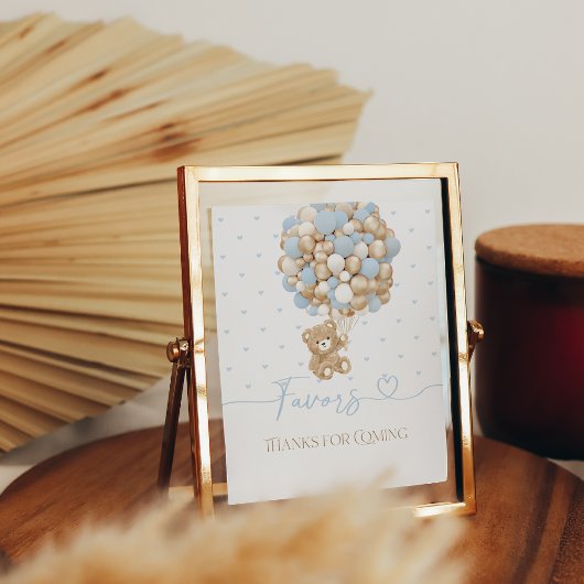 Poster Ours En Teddy Bleu Boulon Bébé Garçon Douche