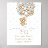 Poster Ours En Teddy Bleu Boulon Bébé Garçon Douche (Devant)