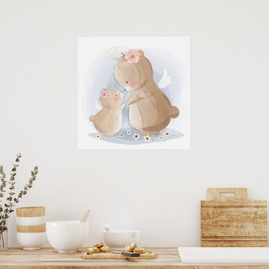 Poster Ours et bébé (Cuisine)