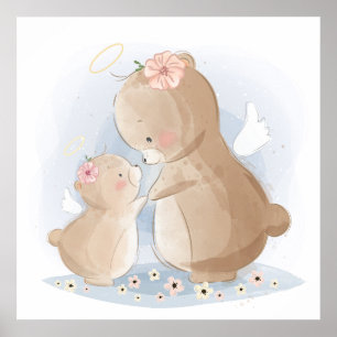 Poster Ours et bébé