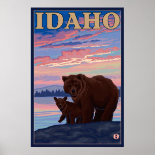 Poster Ours et cub - Idaho