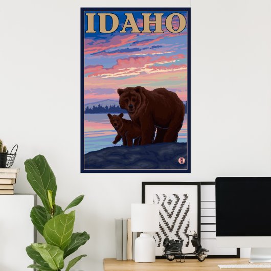Poster Ours et cub - Idaho (Bureau à domicile)