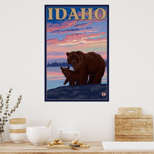 Poster Ours et cub - Idaho (Cuisine)