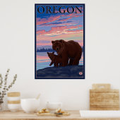 Poster Ours et cub - Oregon (Cuisine)