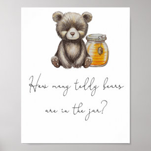 Poster Ours et pot de miel - Devinez combien d'ours en pe
