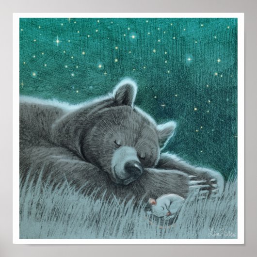 Poster Ours et souris endormis Imprimer (Devant)