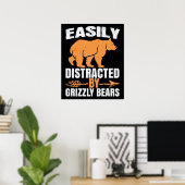 Poster Ours - Facilement Distrait Par Les Ours Grizzly (Bureau à domicile)