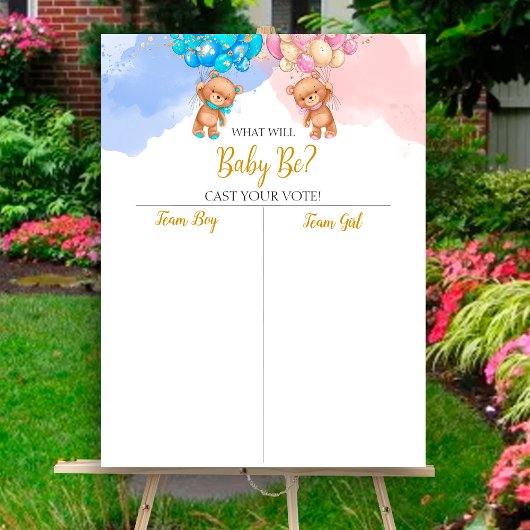 Poster Ours Genre révéler Garçon ou fille graphique