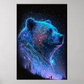 Poster Ours Gizzly Portrait animal Peinture Faune (Devant)