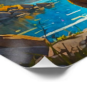 Poster Ours grizzli et aurores boréales (Coin)