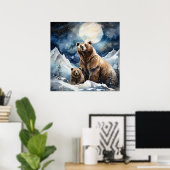 Poster Ours Grizzly et Bébé (Bureau à domicile)