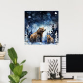 Poster Ours Grizzly et bébé (Bureau à domicile)