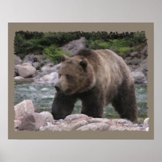Poster Ours grizzly - Pastels (Devant)