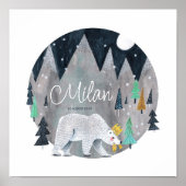 Poster Ours hiver montagnes lune (Devant)