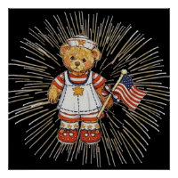 Ours Infirmière Vintage Moderne Blanc Feu d'Artifi